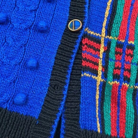 Vintage Design Options Knitwear Colorful Patterned Cardigan Size Large - Picture 5 of 8